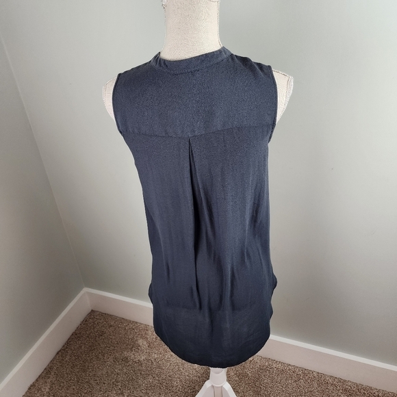 H&M Semi Sheer Tank Top With Neck Clasp Ruffle Front Size 4 Dark Gray - Picture 3 of 8